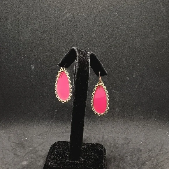 Unbranded pink red bronze tone dangle earrings - Picture 3 of 3